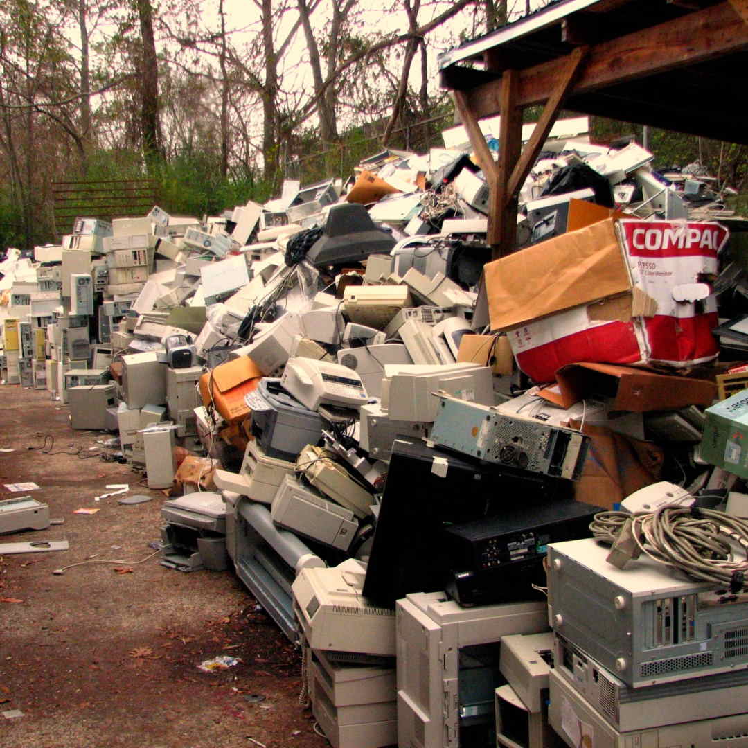 Electronic waste piled up.